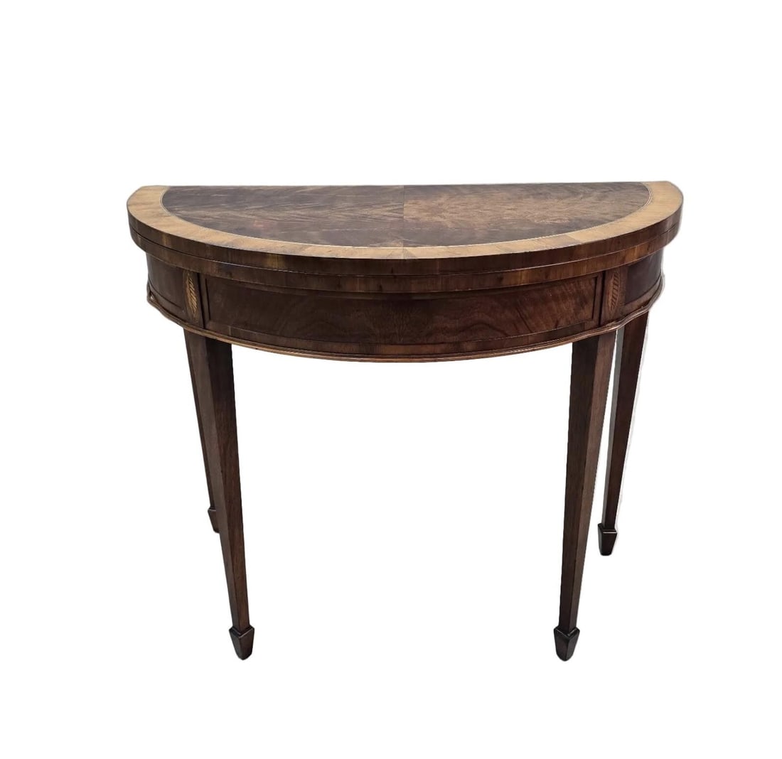 Vintage Flame Mahogany Folding Demilune Flip-Top Table - 2