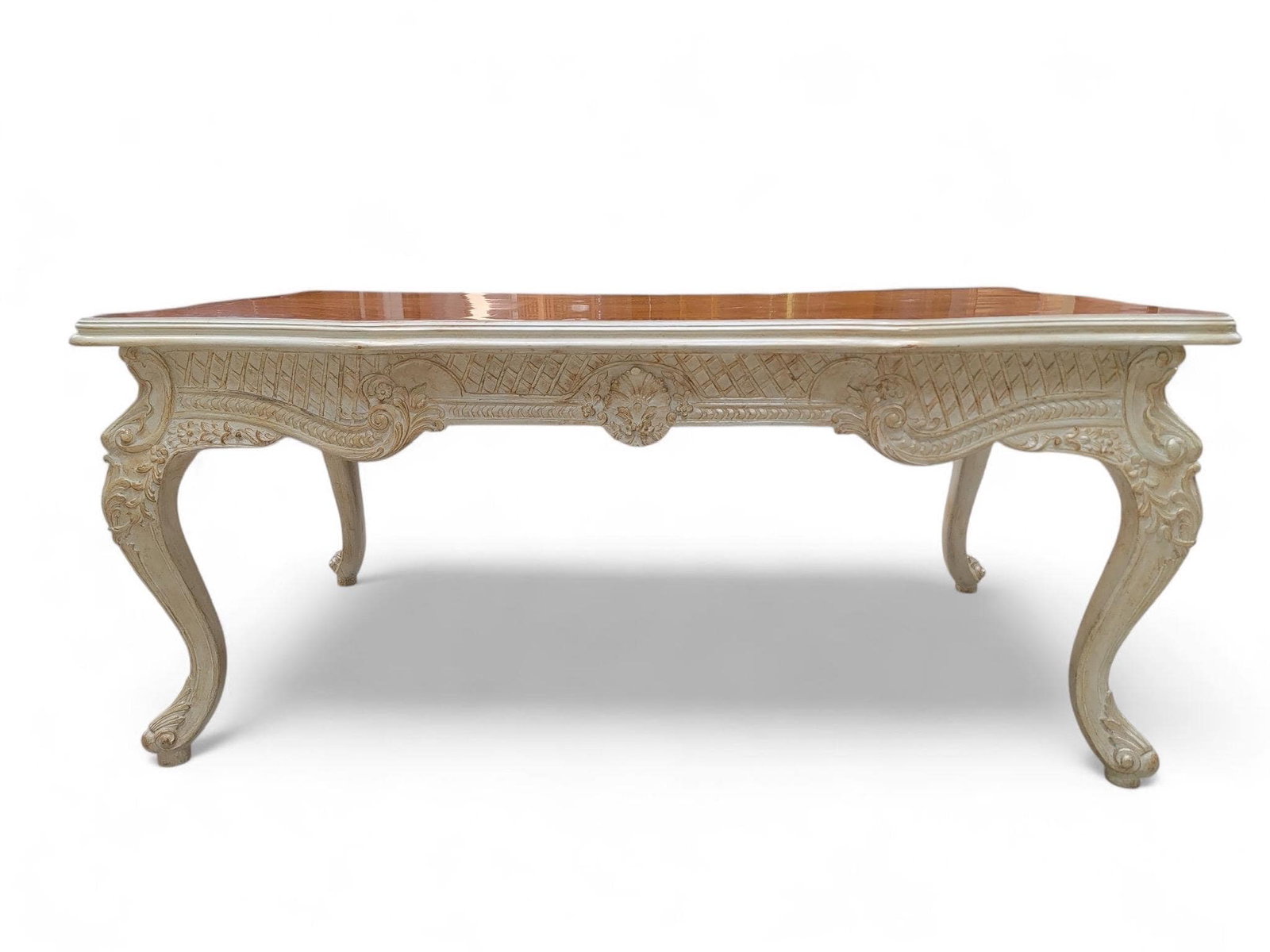 Vintage French Provincial Style Carved Antique White Writing Desk - 4