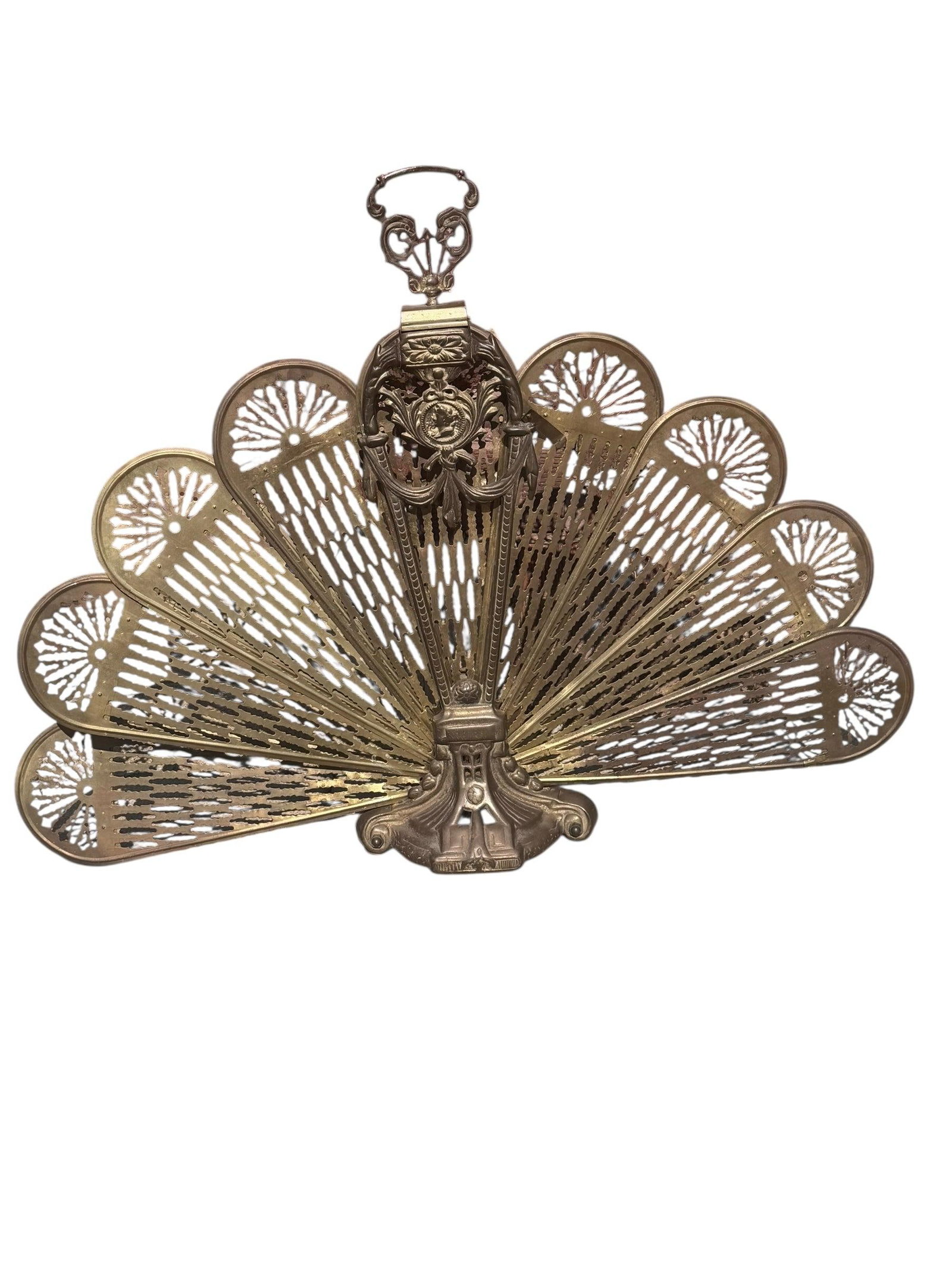 Antique Victorian Style Peacock Fireplace Screen - 7
