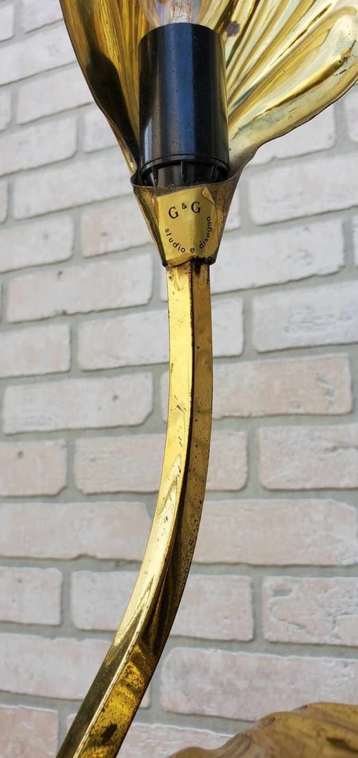 Mid Century Modern Italian Brass Single Leaf Desk Lamp by Carlo Giorgi & Tommaso Barbi - 7