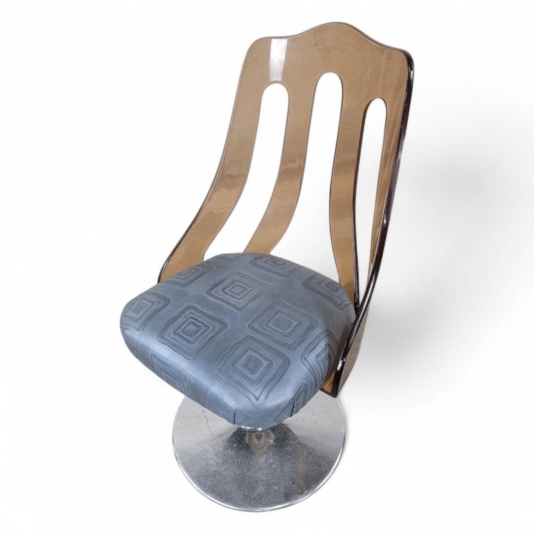 MCM Tulip Tinted Lucite Swivel Chairs Newly Reupholstered - 3 - 6