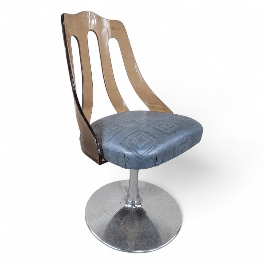 MCM Tulip Tinted Lucite Swivel Chairs Newly Reupholstered - 3 - 7
