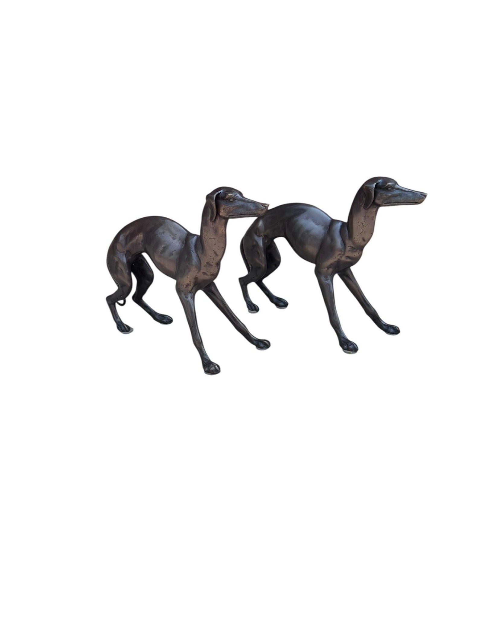 Vintage Art Deco Greyhound Dog Statues - Pair - 7