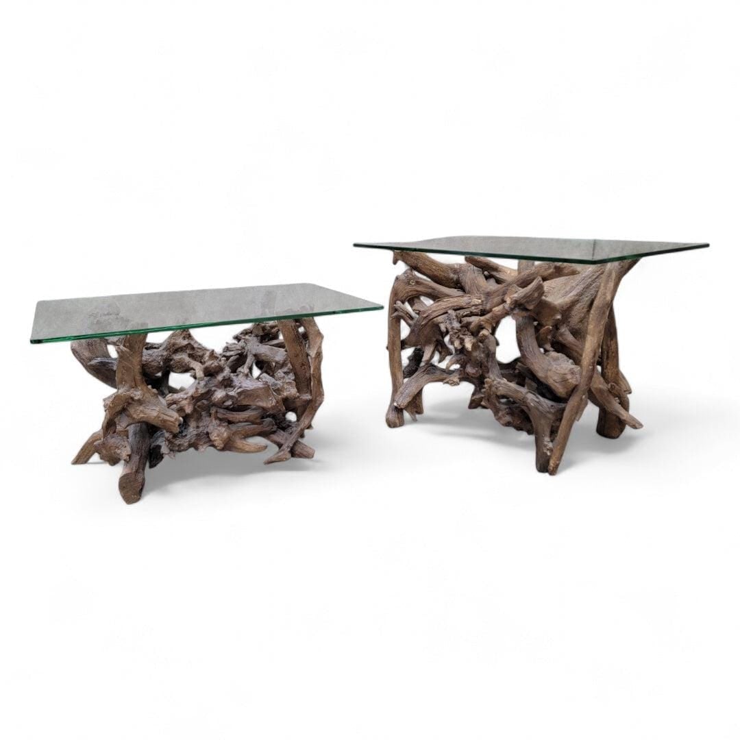 MCM Drift/Teak Root Side Tables - Set of 2 - 2