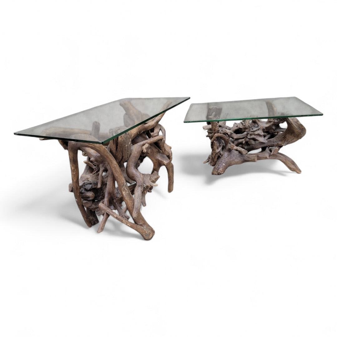 MCM Drift/Teak Root Side Tables - Set of 2 - 4