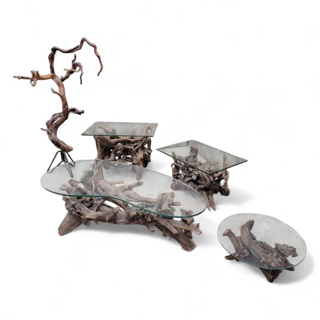 MCM Drift/Teak Root Side Tables - Set of 2 - 5