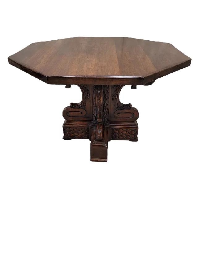 Antique Italian Baroque Style Octagonal Entryway Table - 4