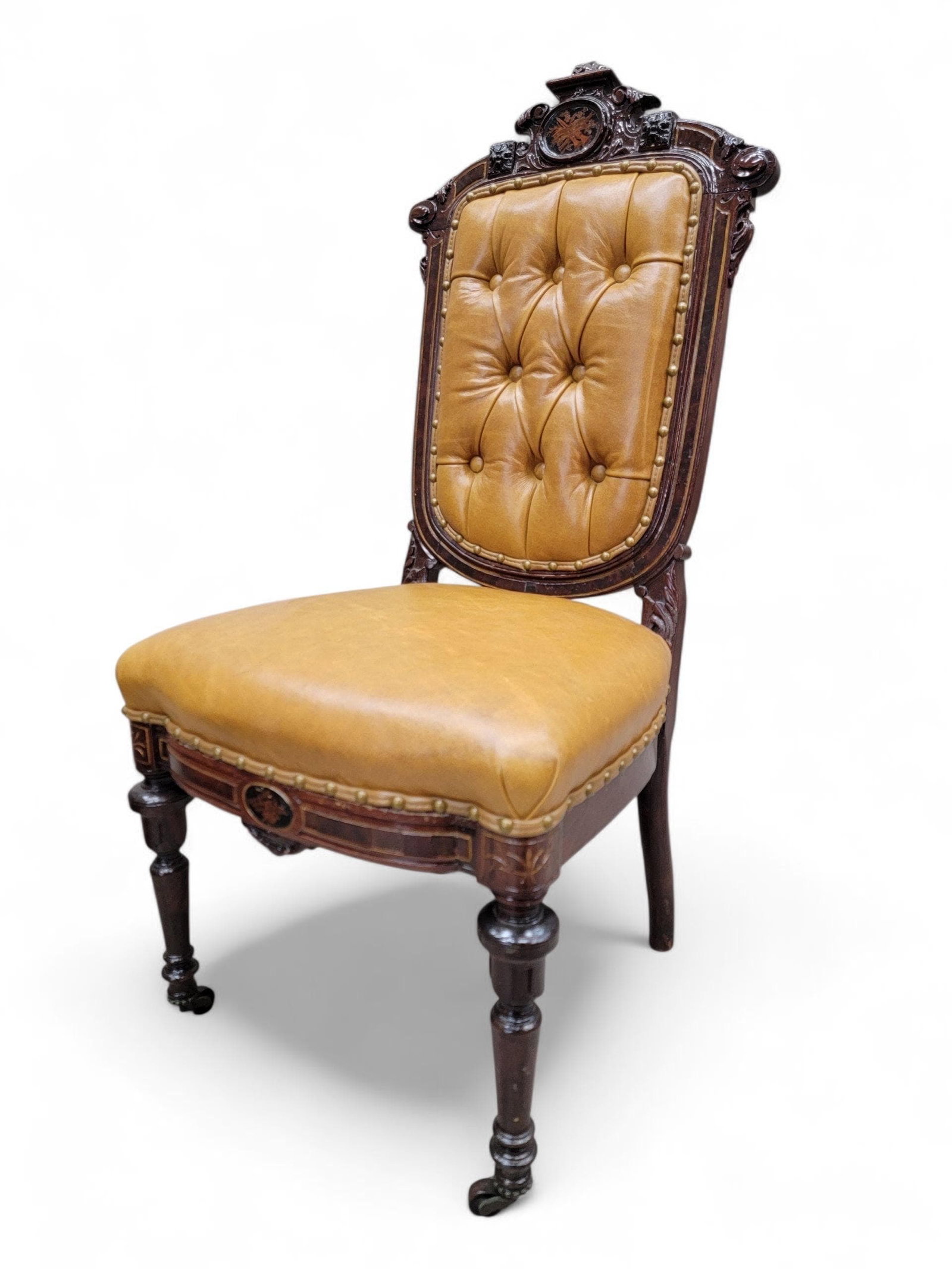 Antique French Regency Style Rosewood Parlor Set Newly Reupholstered - 4 - 7