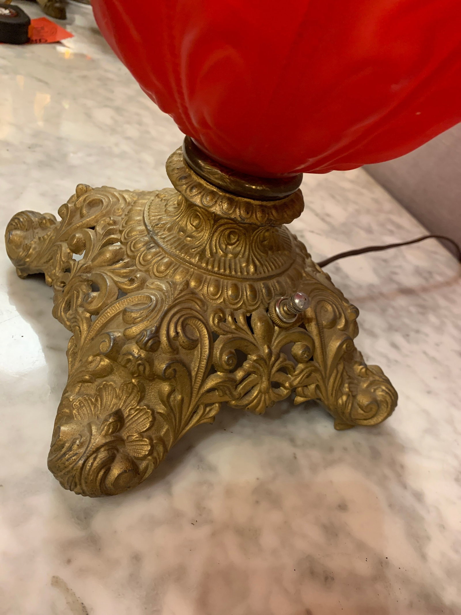 Antique Victorian Table Lamp by Pittsburg Brass and Lamp Co - 7