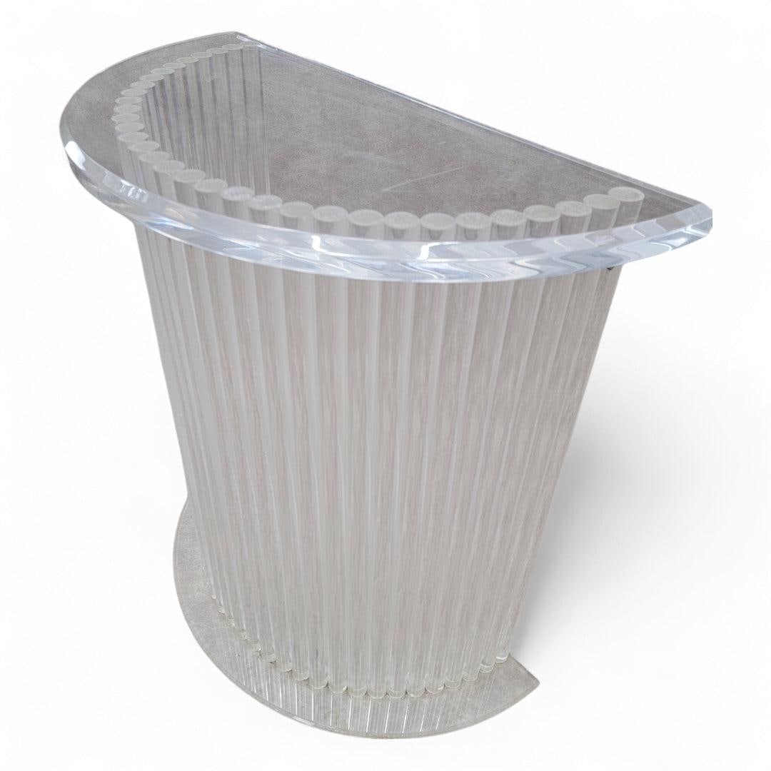 MCM Custom Lucite Cylinder Demilune Pedestal Table - 4