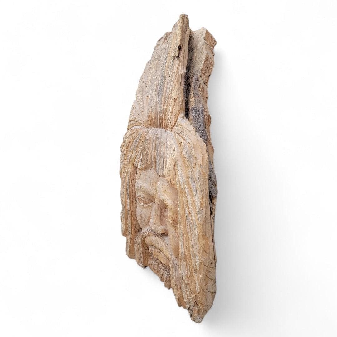 Vintage Carved African/Jamaican Rasta Live Edge Wall Sculpture - 3
