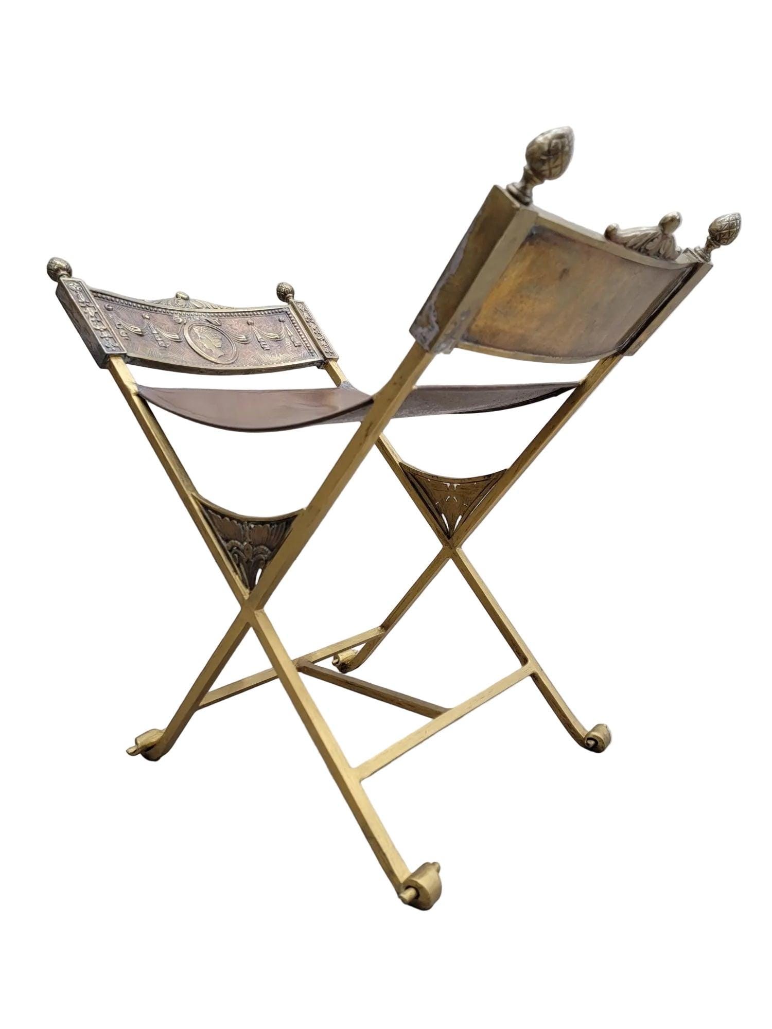 Antique Art Deco Oscar Bruno Bach Savonarola Chair and Ottoman - 4