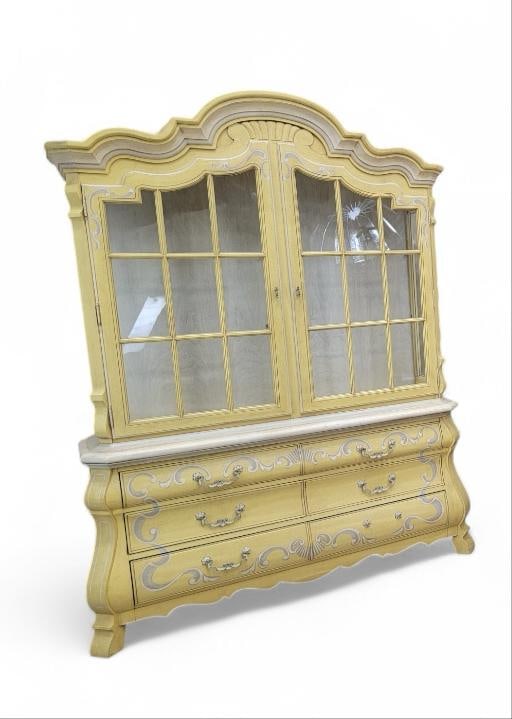 MCM French Country Style Breakfront Display Cabinet by Drexel - 4