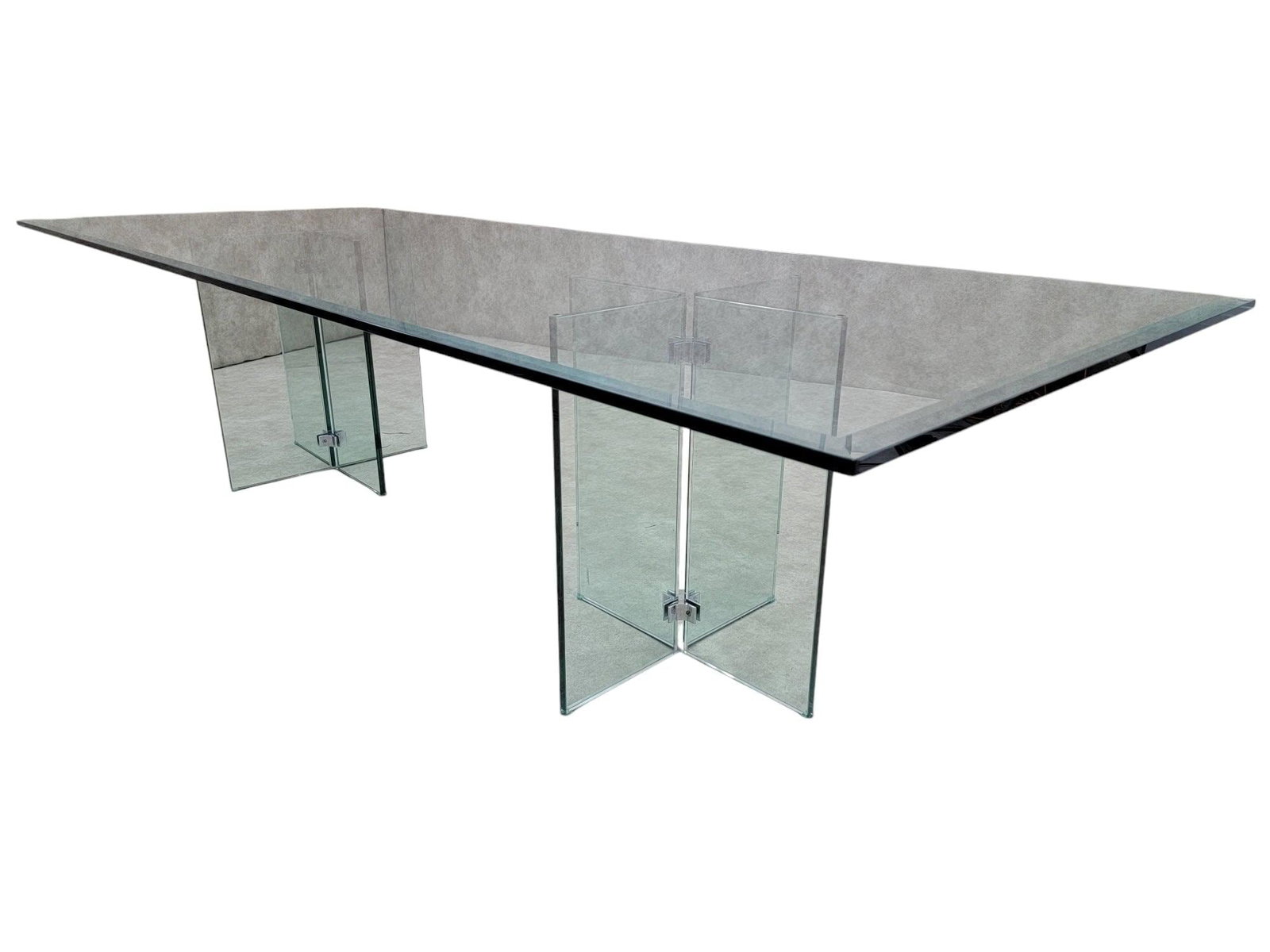 MCM Peter Ghyczy Style Beveled Glass Top Pedestal Dining/Table/ Desk - 4