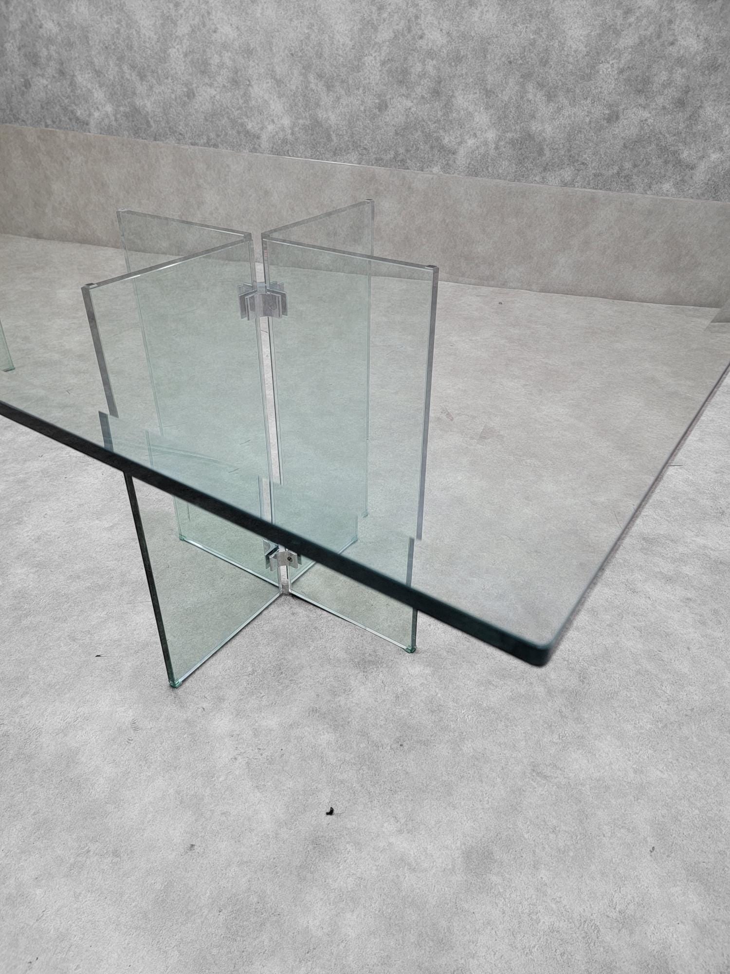 MCM Peter Ghyczy Style Beveled Glass Top Pedestal Dining/Table/ Desk - 6