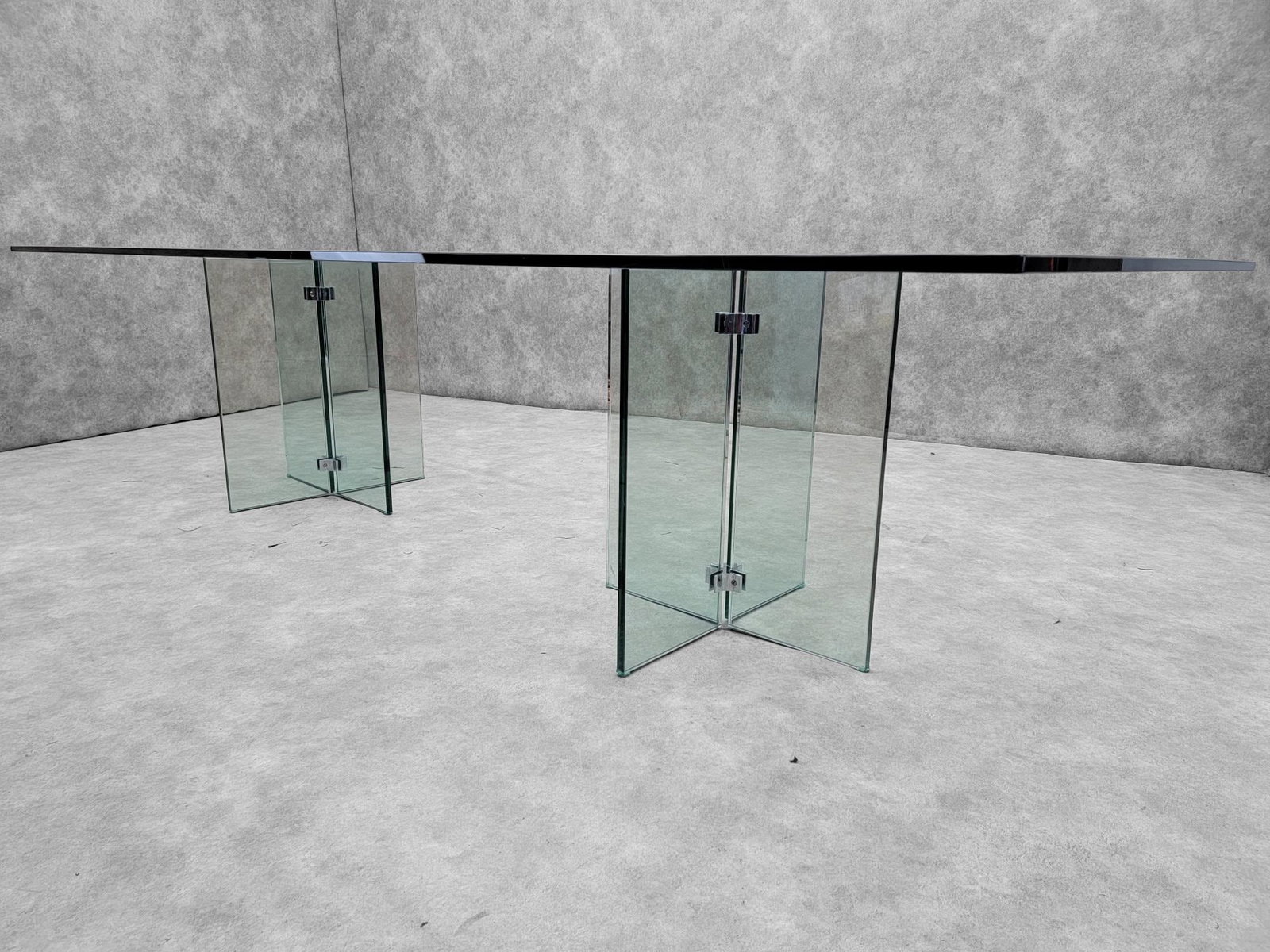 MCM Peter Ghyczy Style Beveled Glass Top Pedestal Dining/Table/ Desk - 7