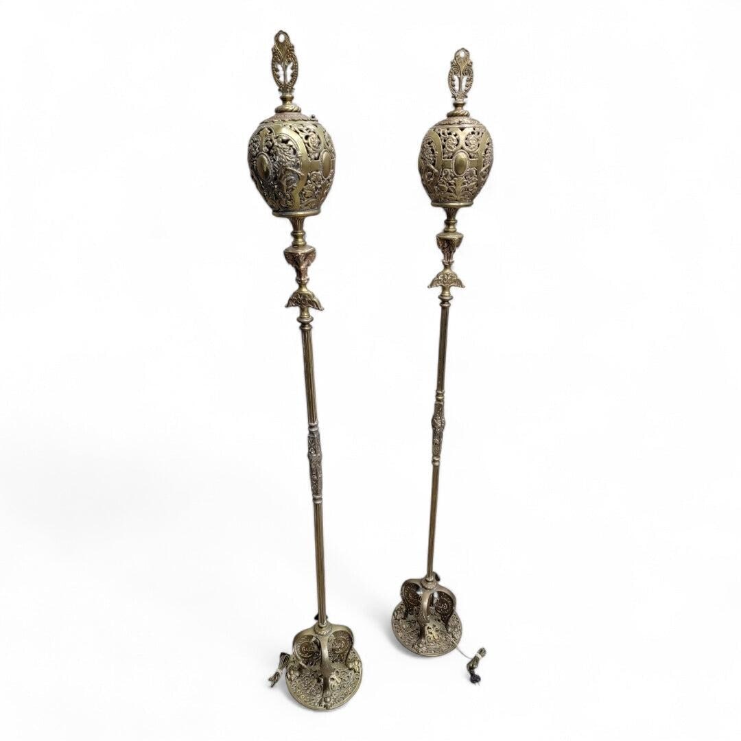 Antique Art Deco Oscar Bruno Bach Figural Floor Lamps - Pair - 6