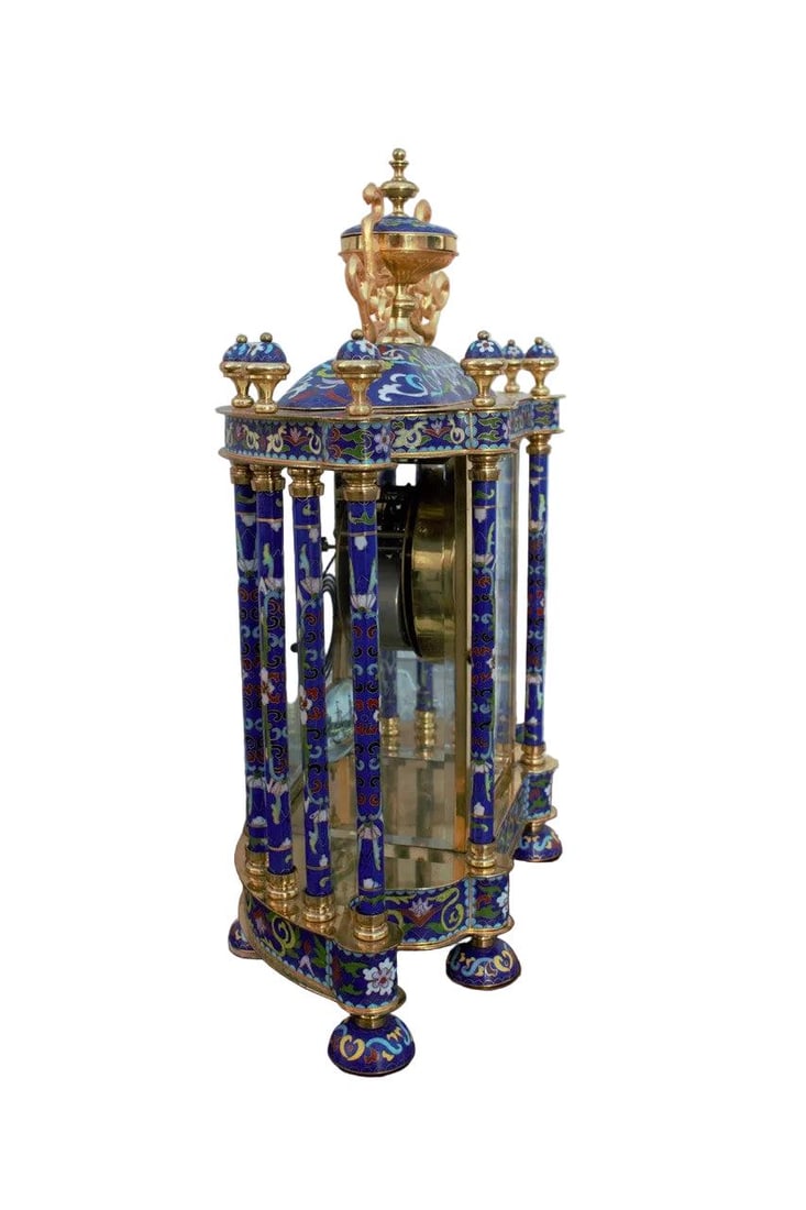 MCM Chinese Cloissoné Mantel Clock - 6