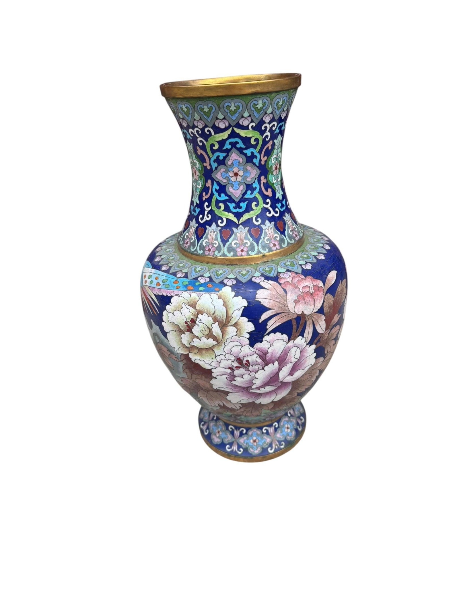Vintage Chinese Cloisonné Floral Design Vase - 4