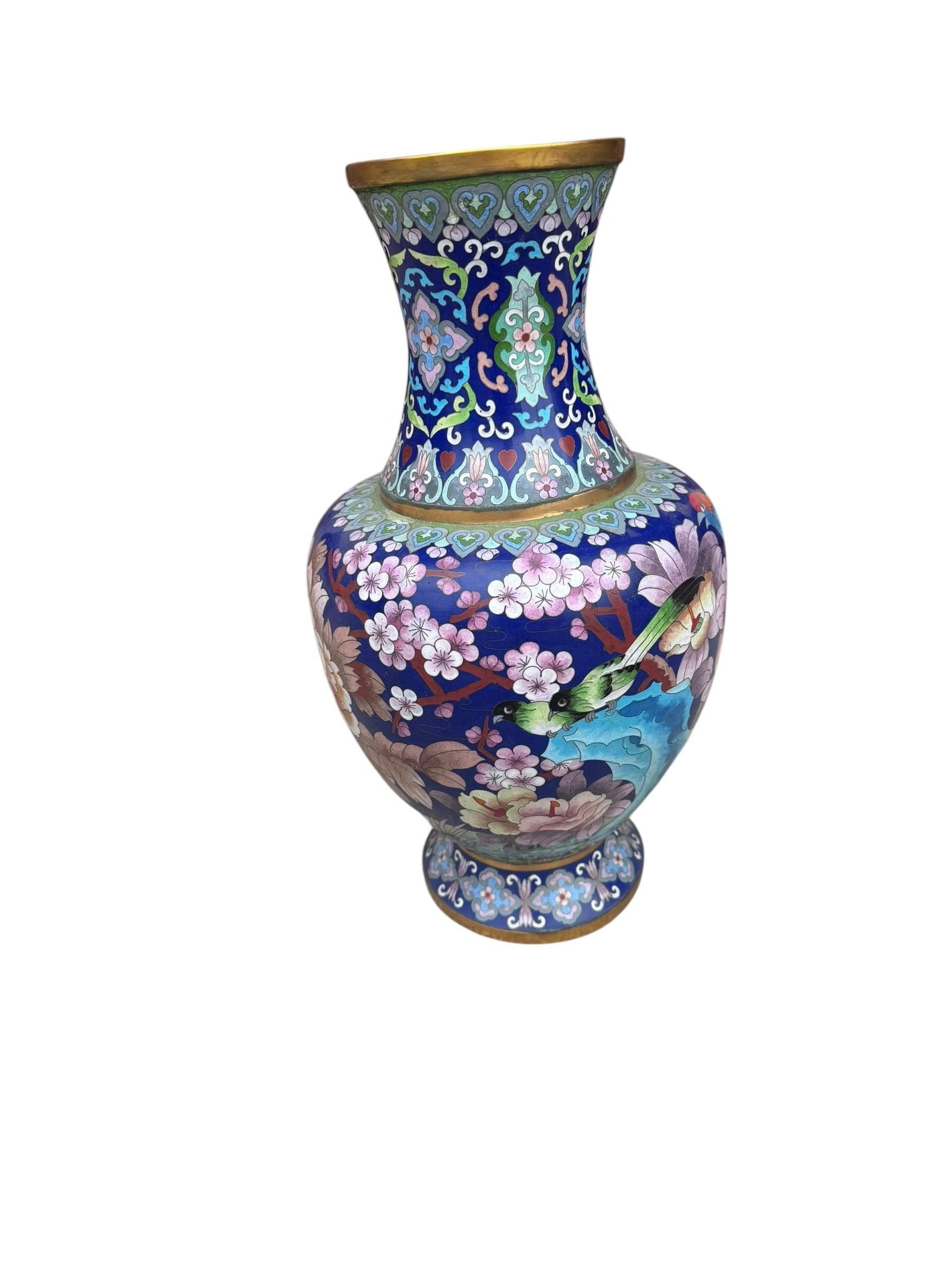 Vintage Chinese Cloisonné Floral Design Vase - 6