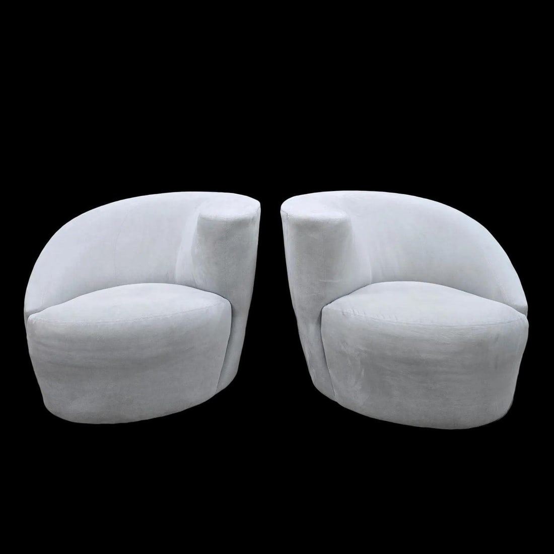 MCM Vladimir Kagan Nautilus Asymmetrical Swivel Lounge Chairs - Pair - 4