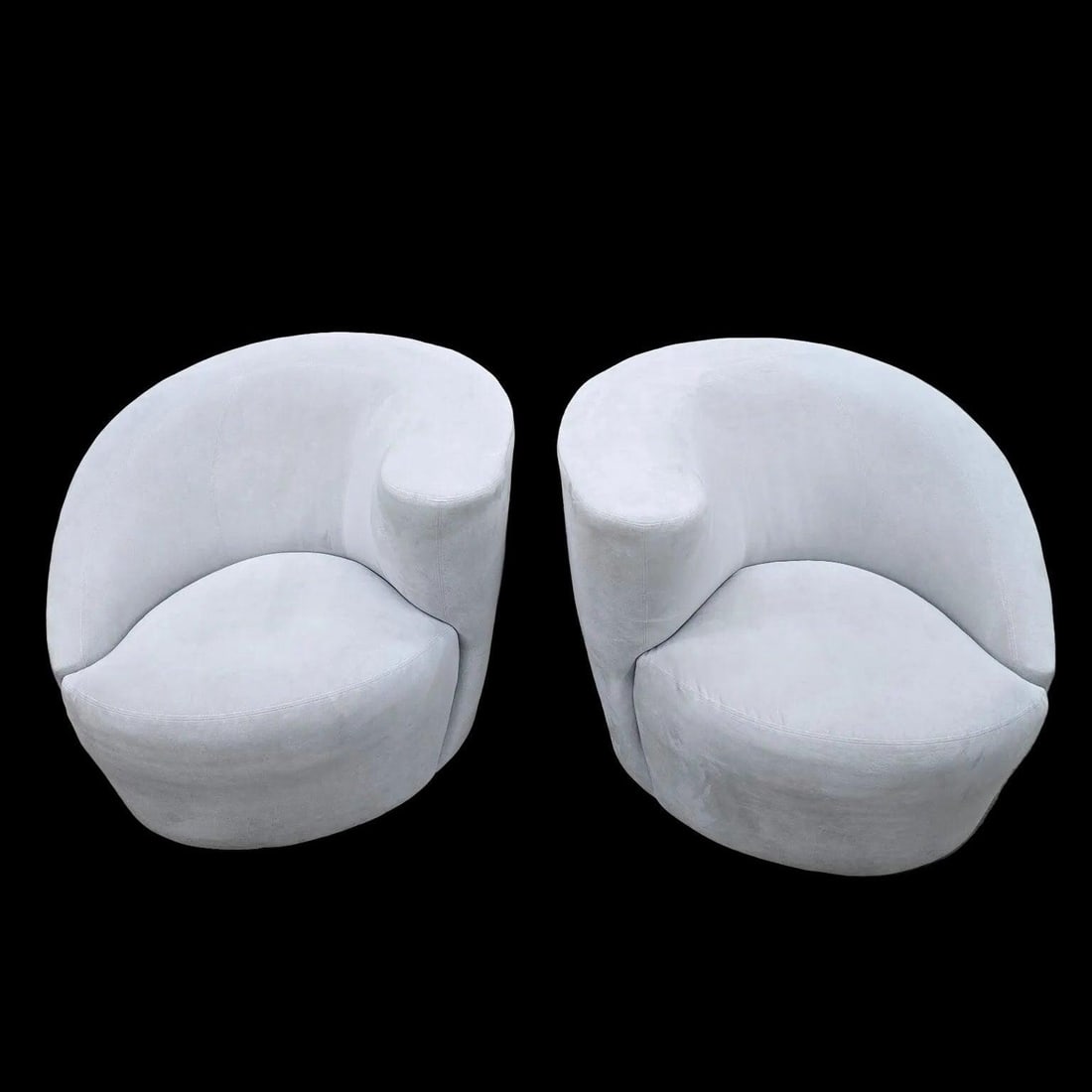 MCM Vladimir Kagan Nautilus Asymmetrical Swivel Lounge Chairs - Pair - 7