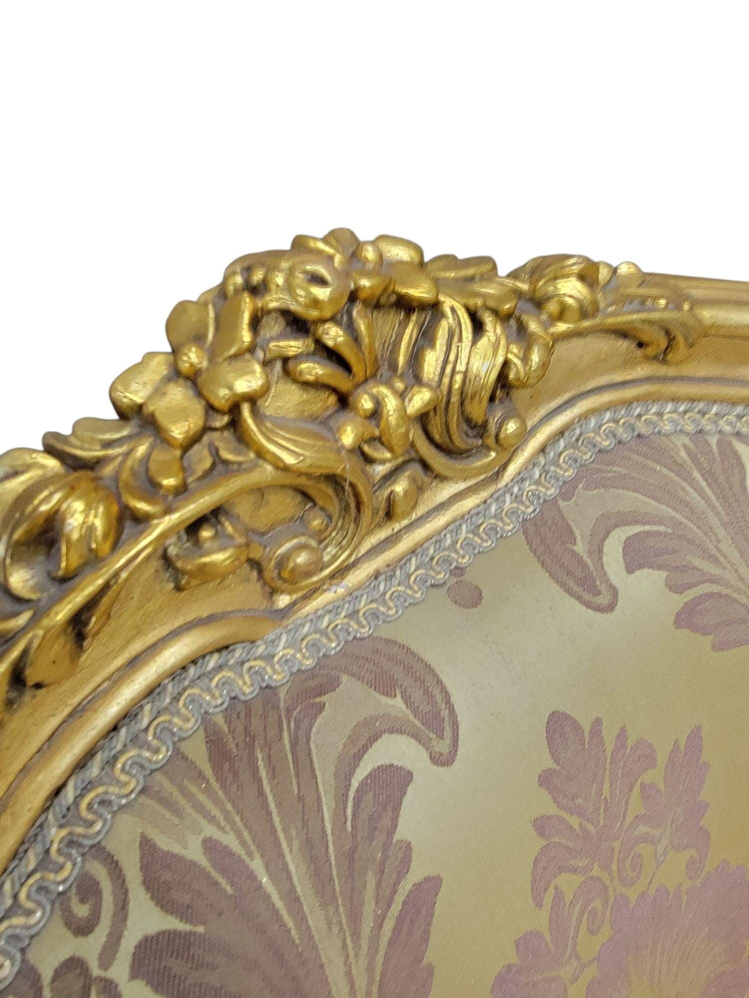 Antique French Regency Style Carved Gilded 5 Piece Parlor Set - 3
