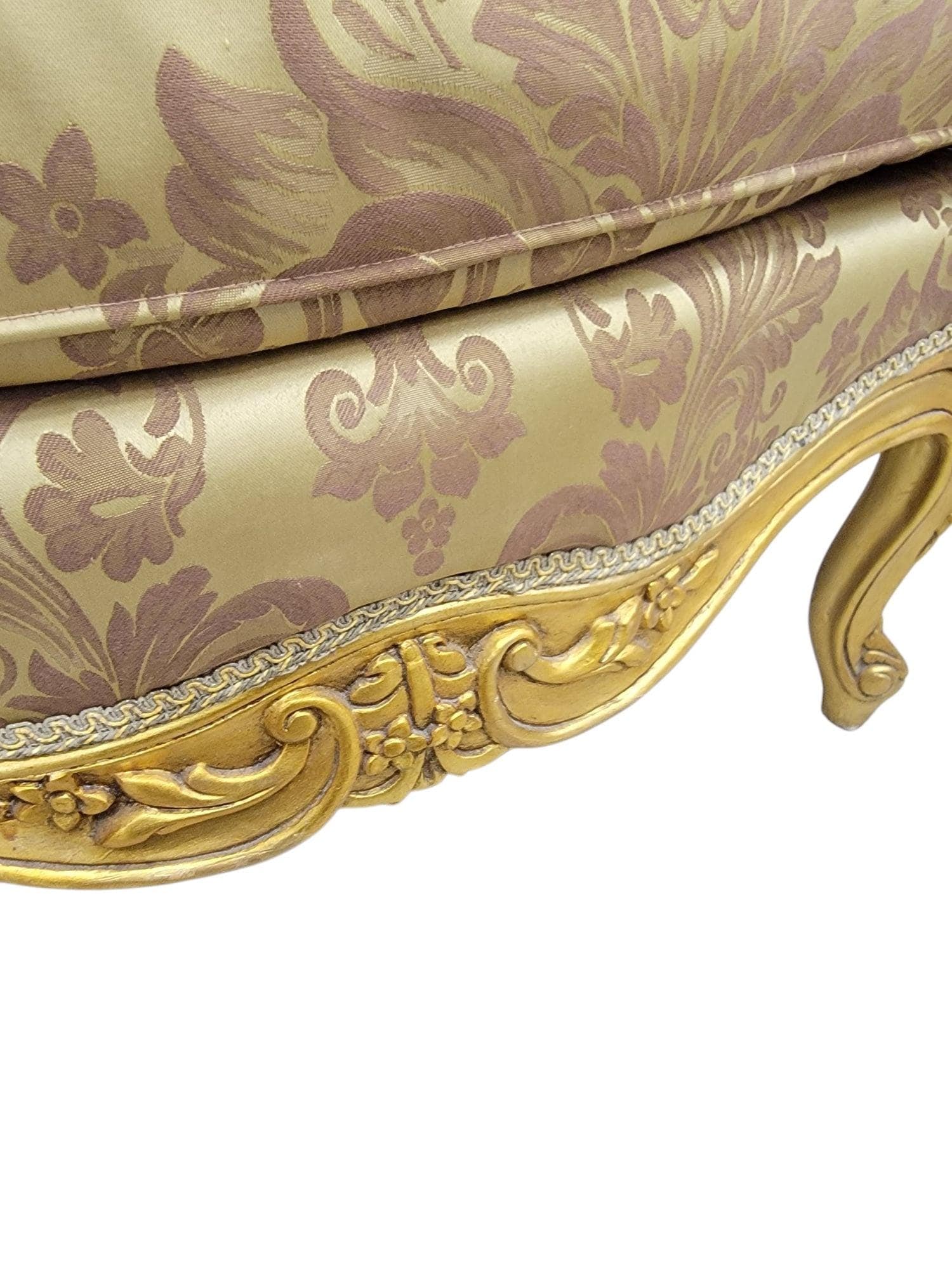 Antique French Regency Style Carved Gilded 5 Piece Parlor Set - 6