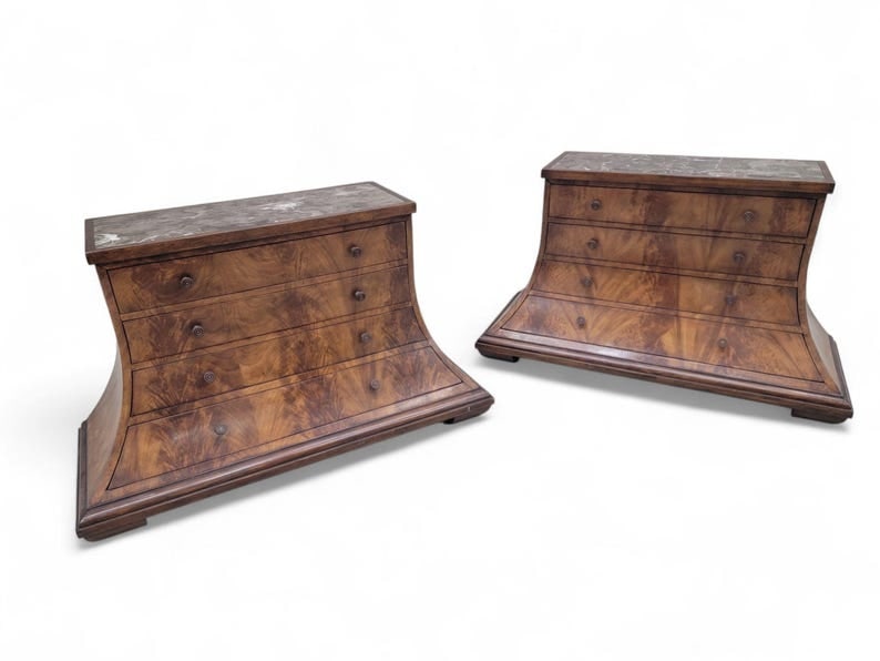 Vintage Arched Burl Dressers Monarch Furniture for Century - Set of 2 (1 of 8)