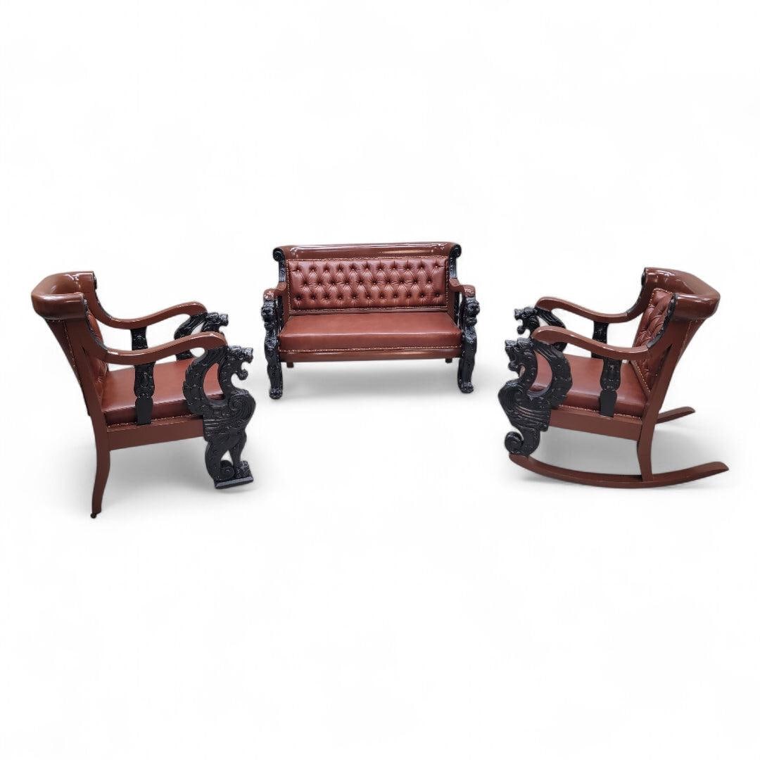 Antique R.J. Horner Style Carved Winged Griffin Parlor Set Newly Reupholstered - 3