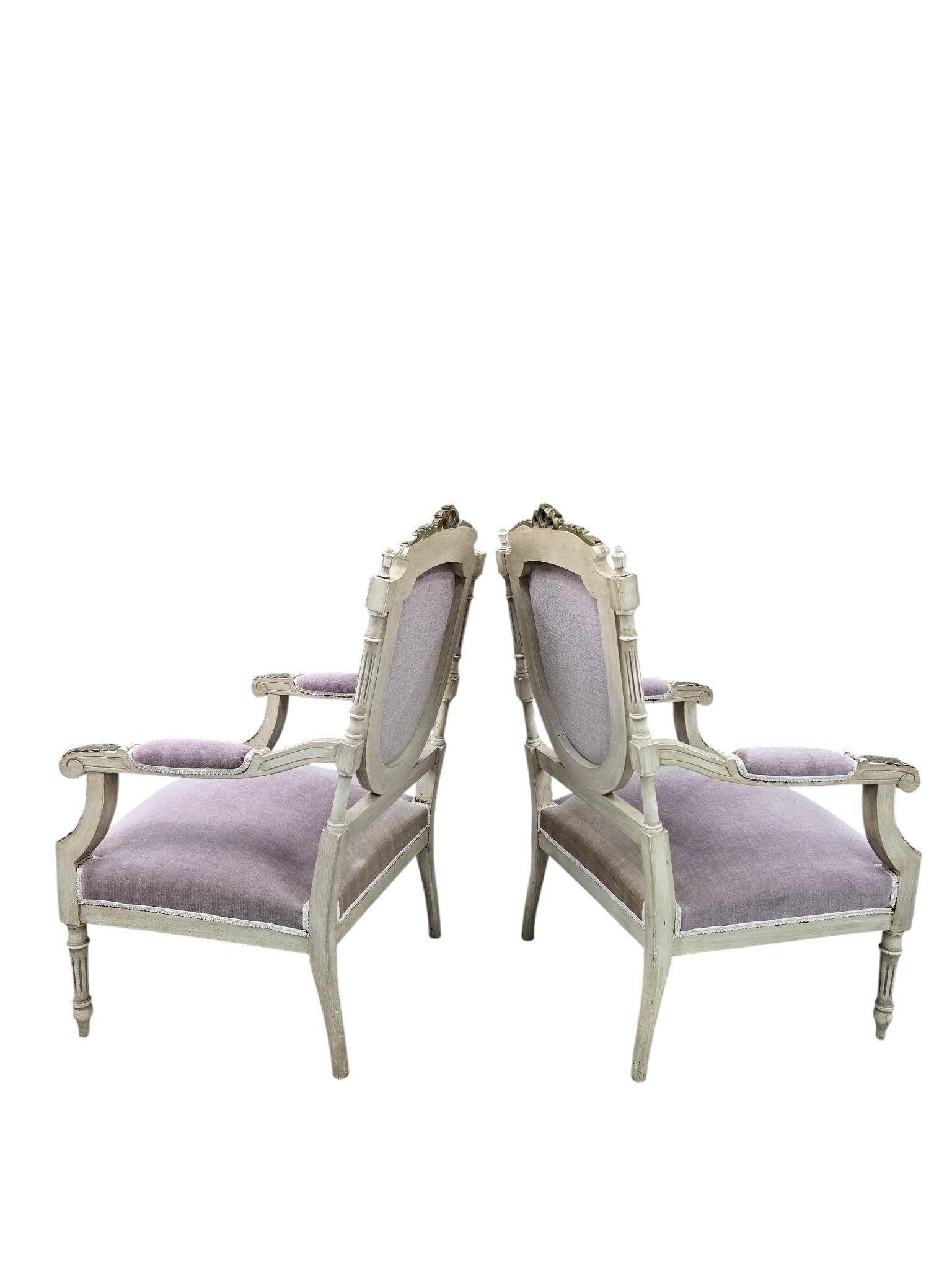 Antique Victorian Carved Ornate Chairs Newly Reupholstered - Pair - 3
