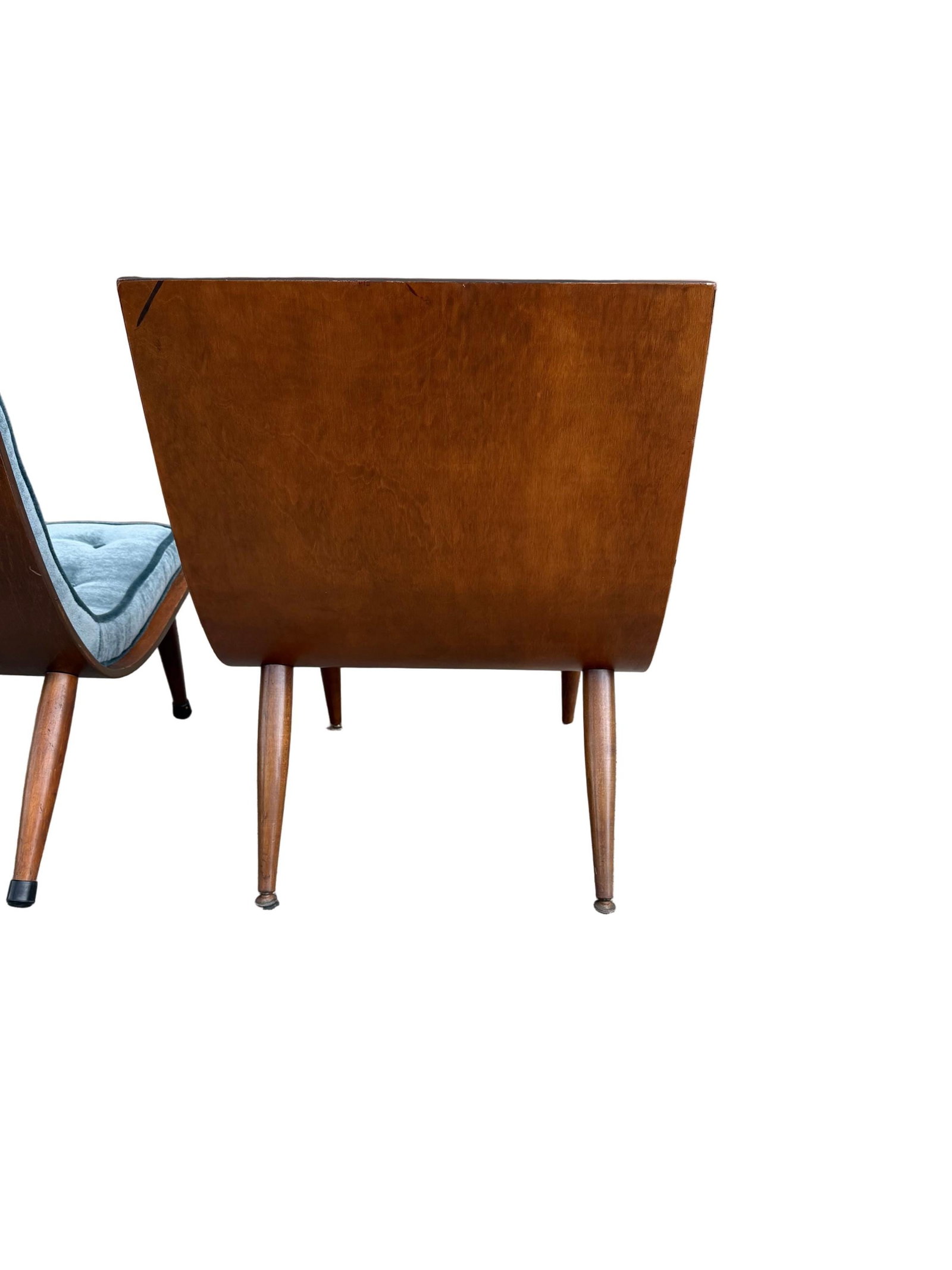 MCM Bentwood Scoop Chairs by Carter Brothers Newly Reupholstered - Set of 2 - 8