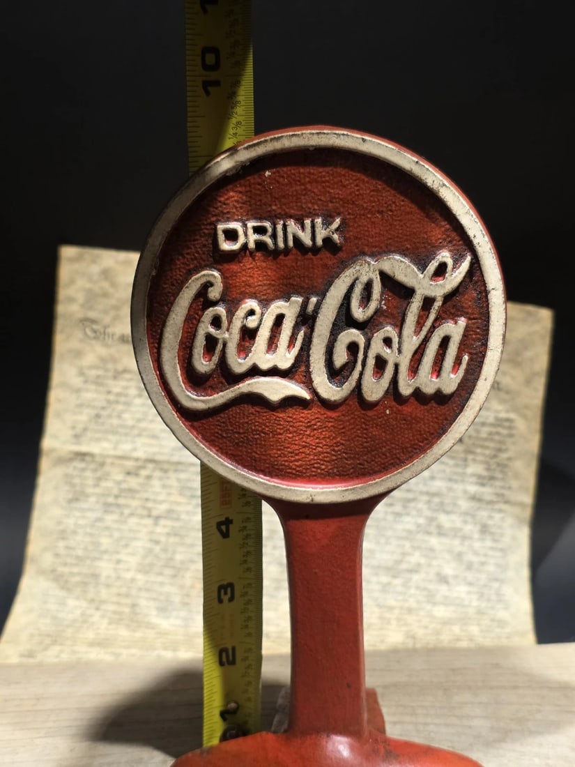 Coca Cola Cast Iron Doorstop Lollipop Sign Base Advertising - 10