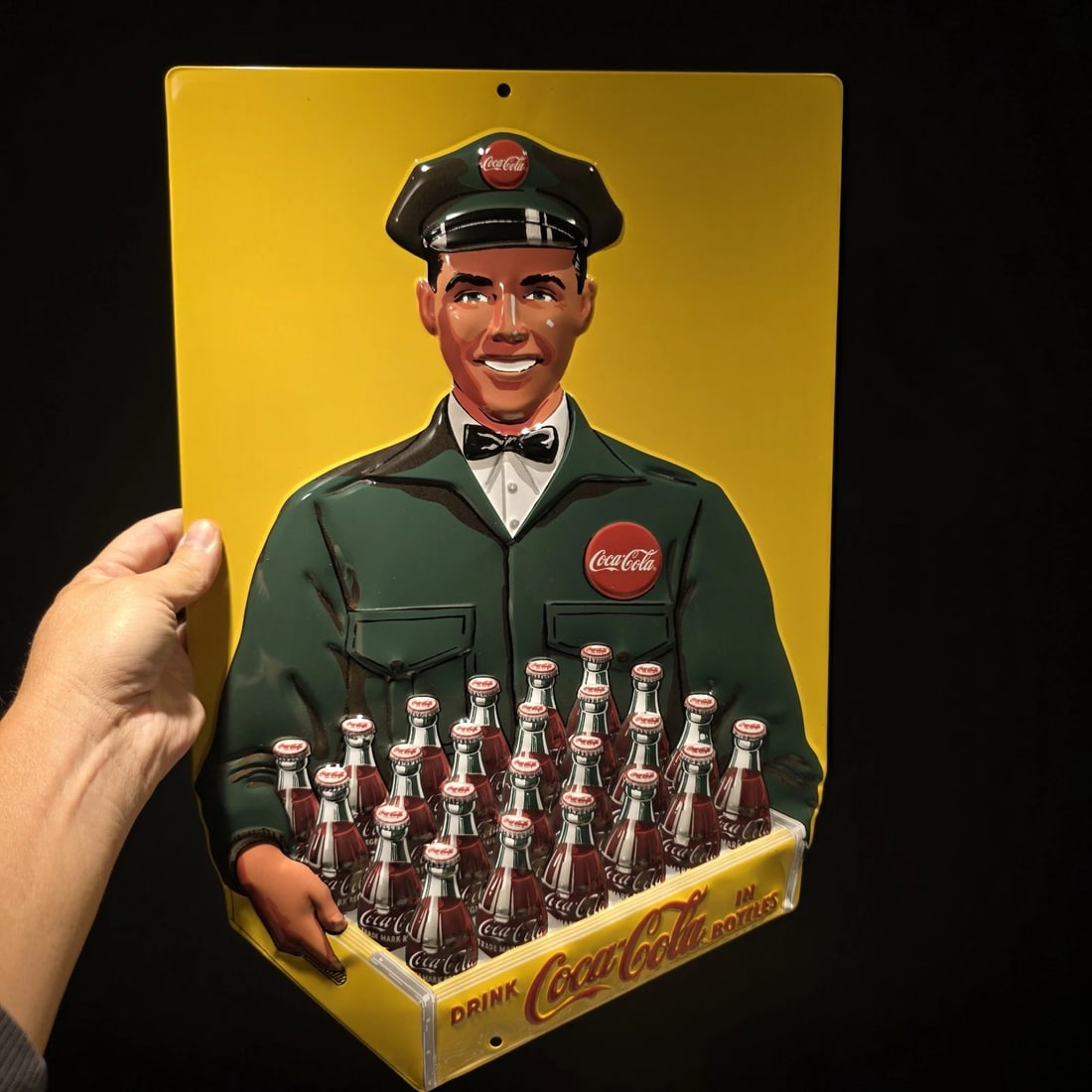 20" Coca-Cola Delivery Man Sign Embossed Coke Advertising - 3