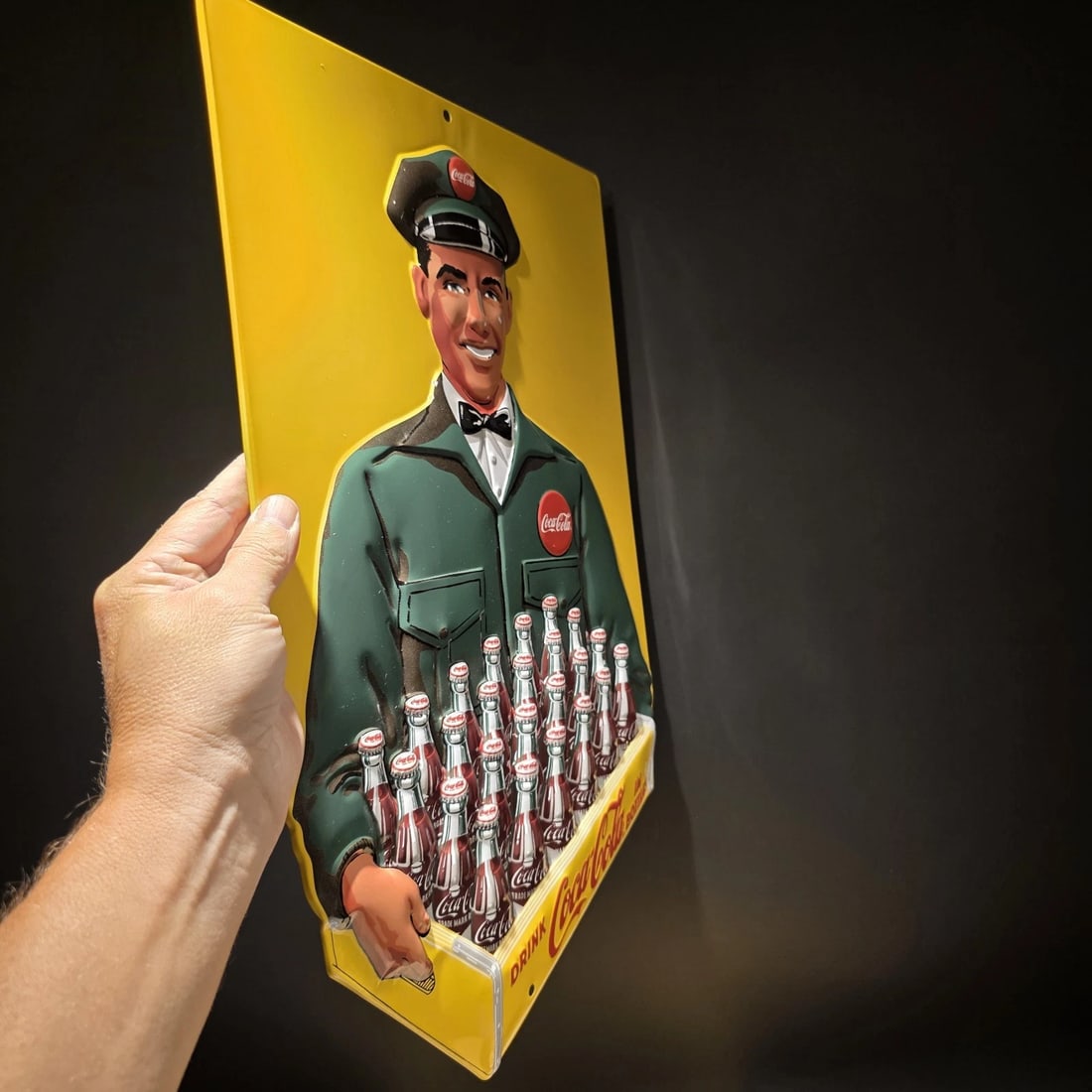 20" Coca-Cola Delivery Man Sign Embossed Coke Advertising - 4