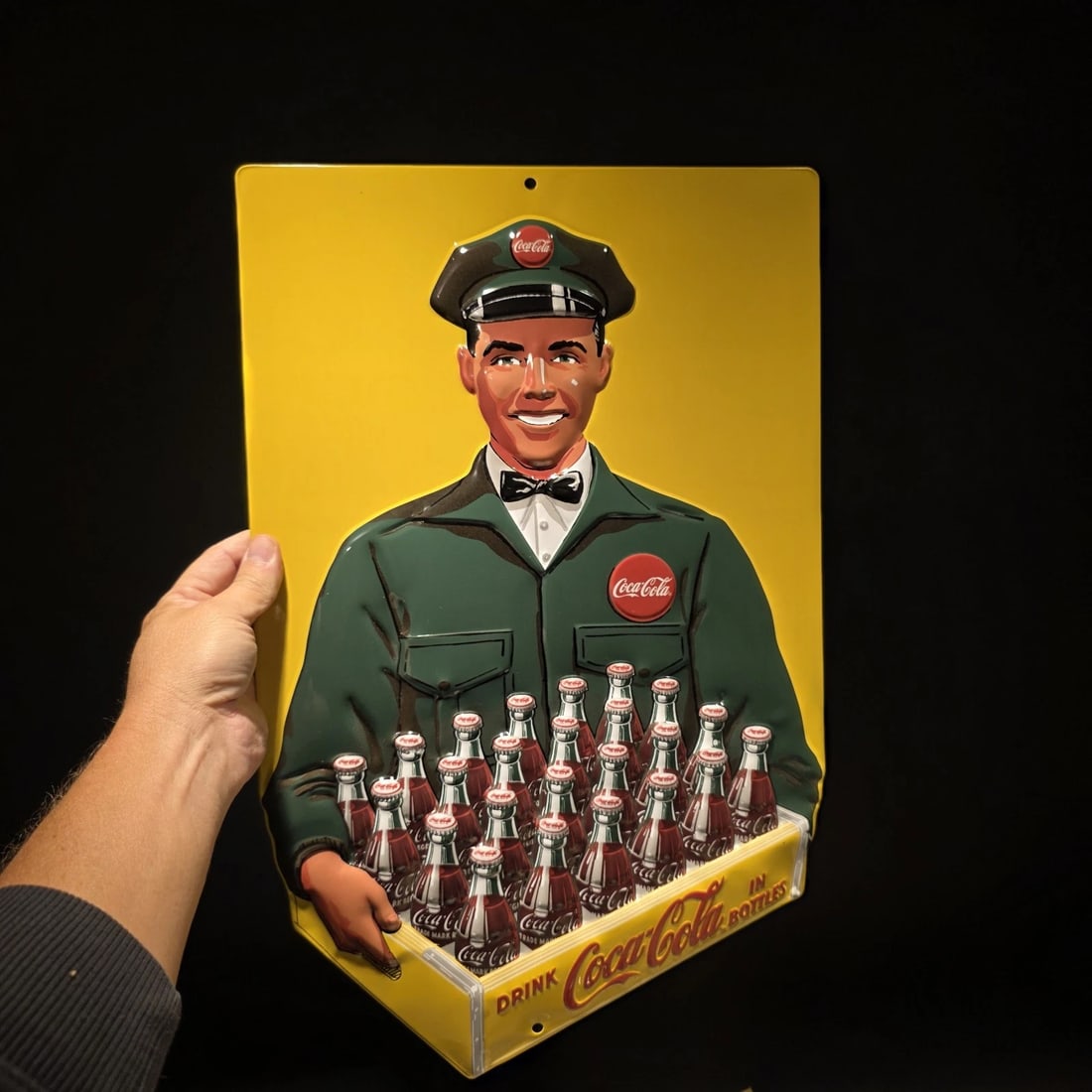 20" Coca-Cola Delivery Man Sign Embossed Coke Advertising - 5