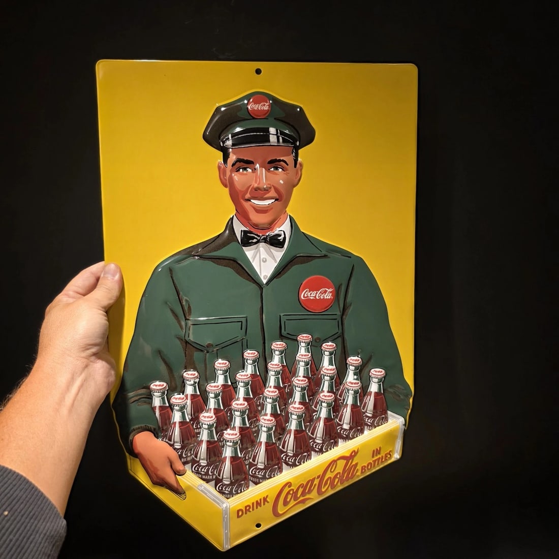 20" Coca-Cola Delivery Man Sign Embossed Coke Advertising - 8