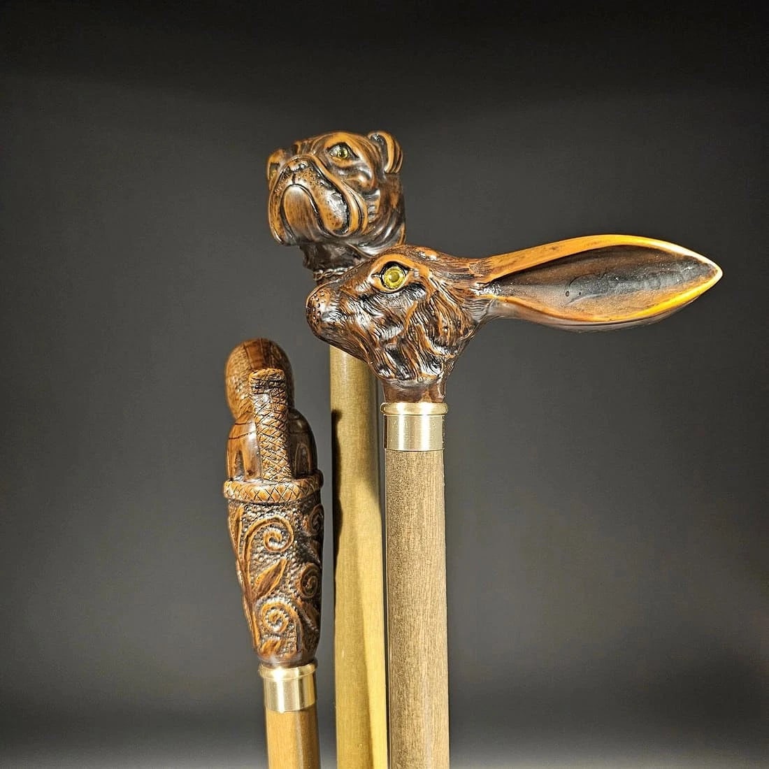 Lot of 3 Figural Walking Stick Canes - 4