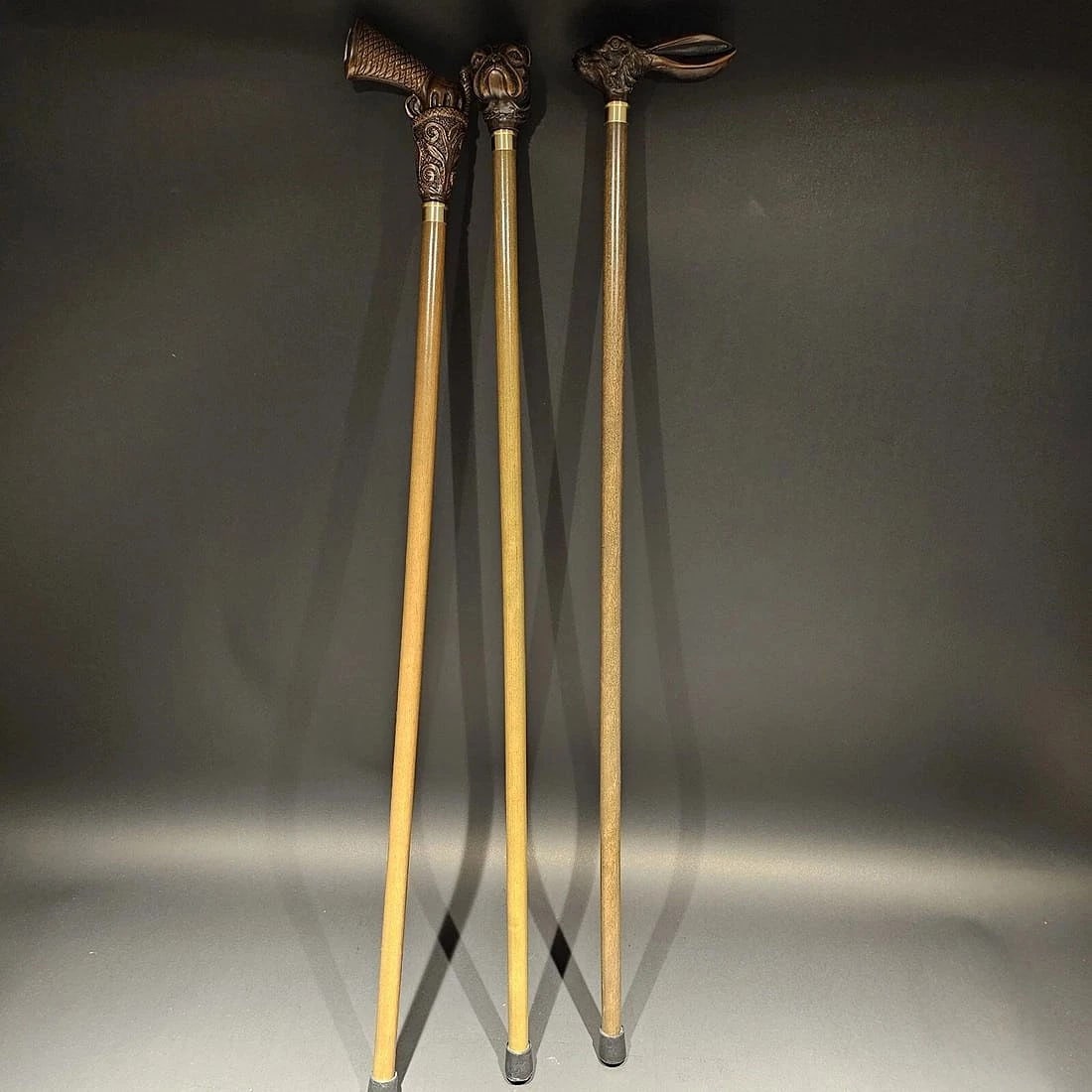 Lot of 3 Figural Walking Stick Canes - 5