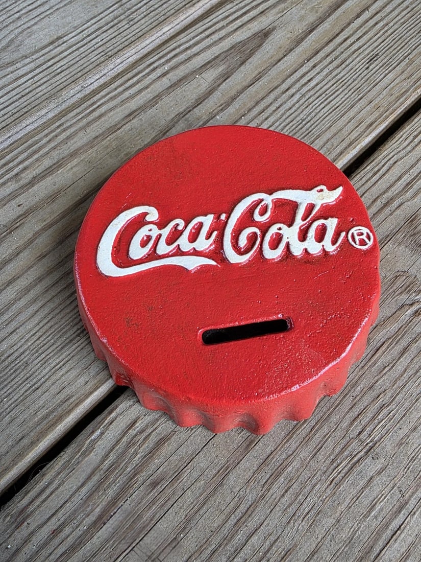 Cast Iron Coca Cola Bottle Cap Coin Bank Atlanta Ga. - 11