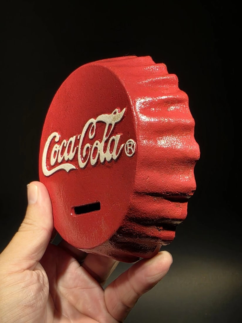 Cast Iron Coca Cola Bottle Cap Coin Bank Atlanta Ga. - 5