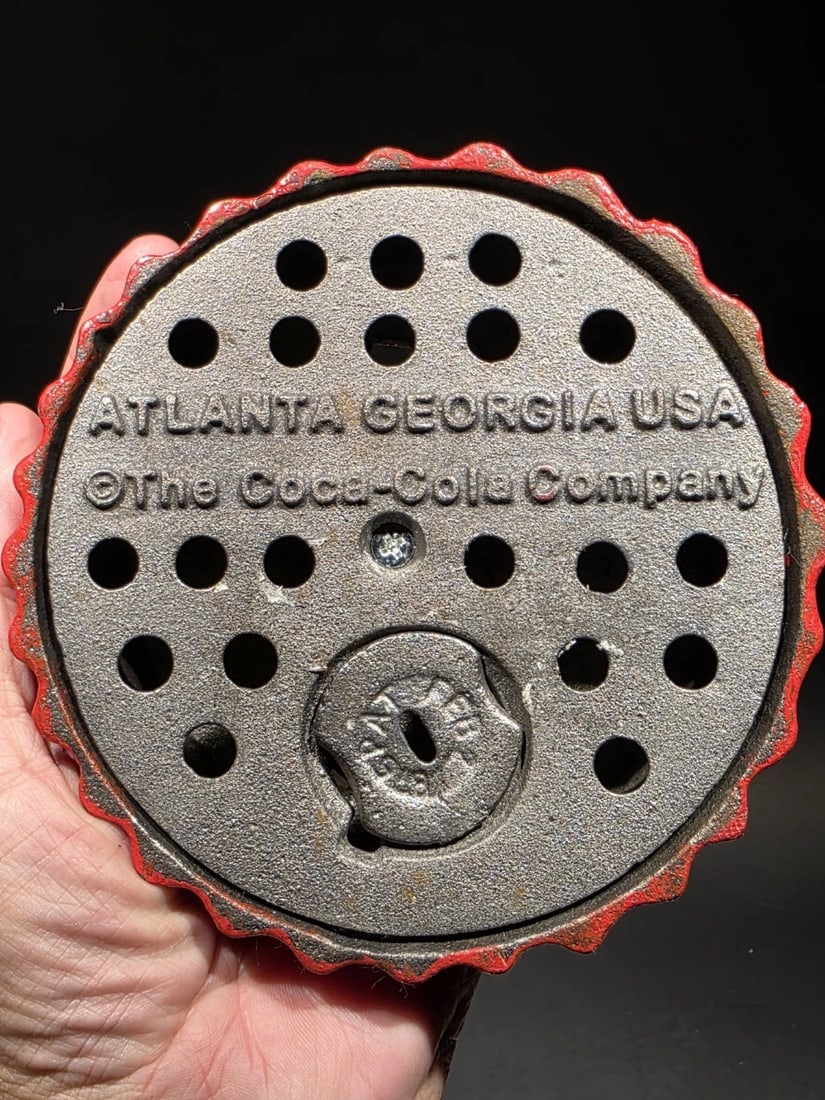 Cast Iron Coca Cola Bottle Cap Coin Bank Atlanta Ga. - 6