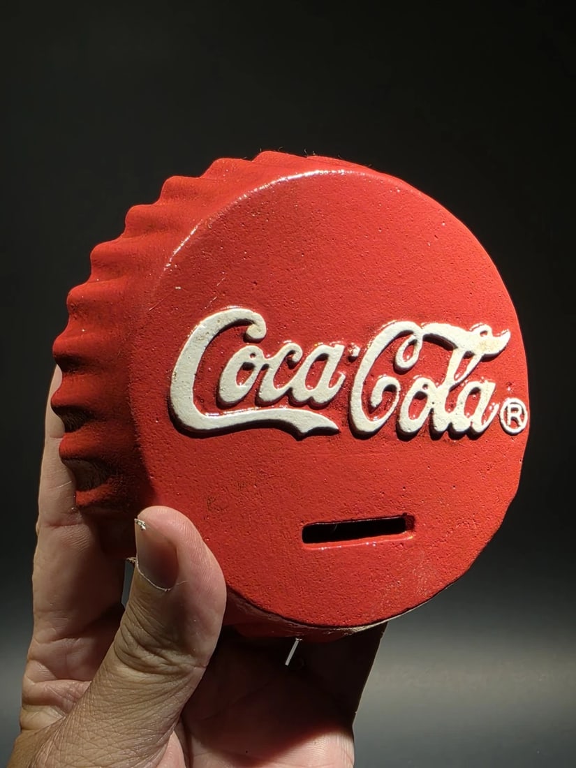Cast Iron Coca Cola Bottle Cap Coin Bank Atlanta Ga. - 7
