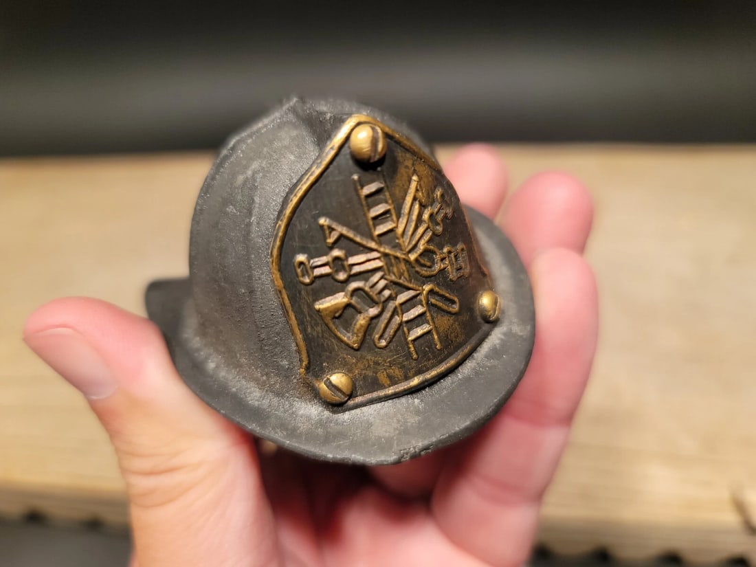 Miniature Cast Iron Fireman Helmet Bottle Opener - 3