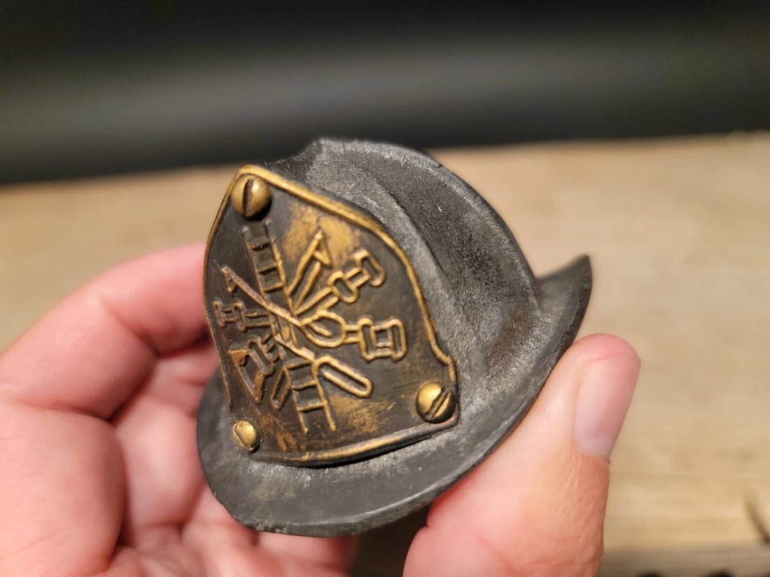 Miniature Cast Iron Fireman Helmet Bottle Opener - 4