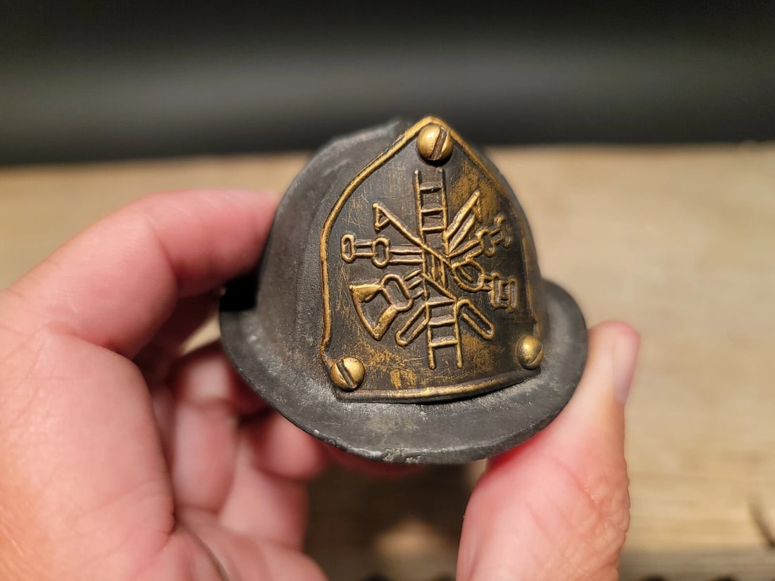 Miniature Cast Iron Fireman Helmet Bottle Opener - 8