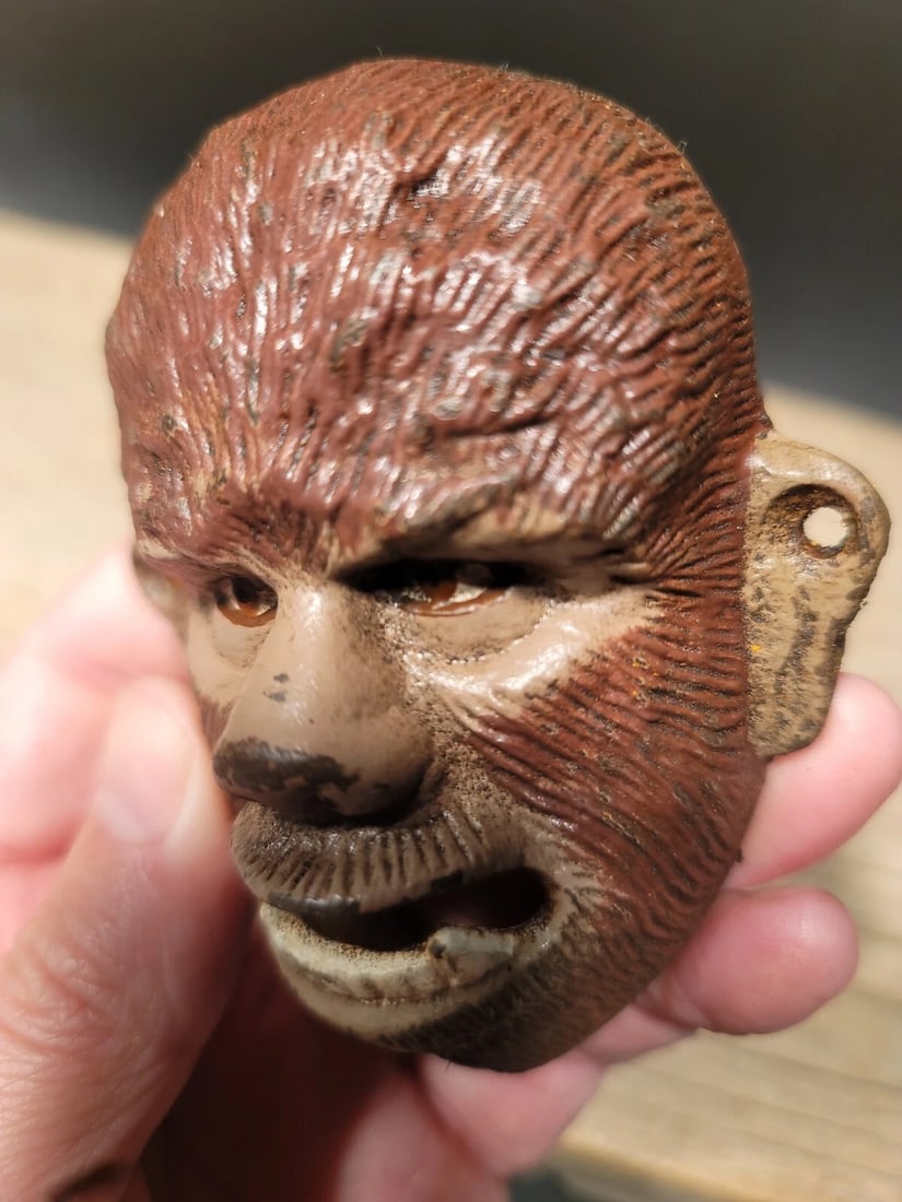 Cast Iron folk art Wolf Man Wall mount Bottle Opener - 12