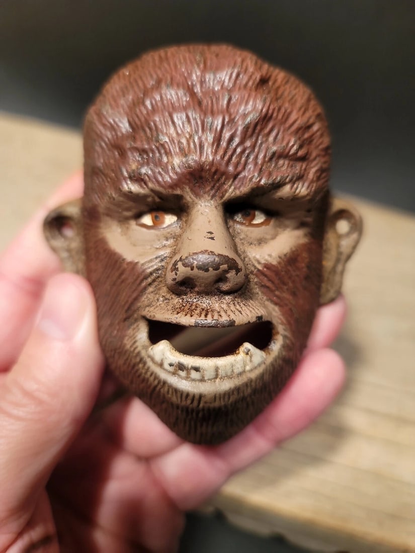 Cast Iron folk art Wolf Man Wall mount Bottle Opener - 14