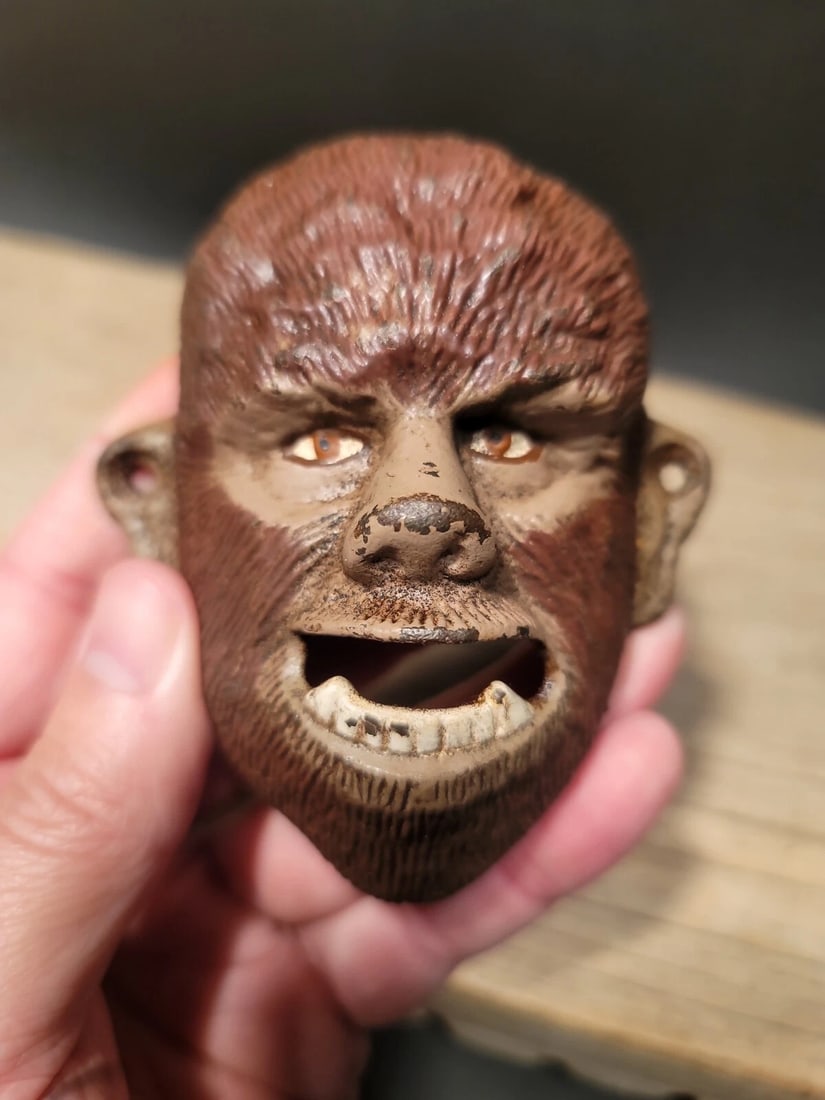Cast Iron folk art Wolf Man Wall mount Bottle Opener - 15