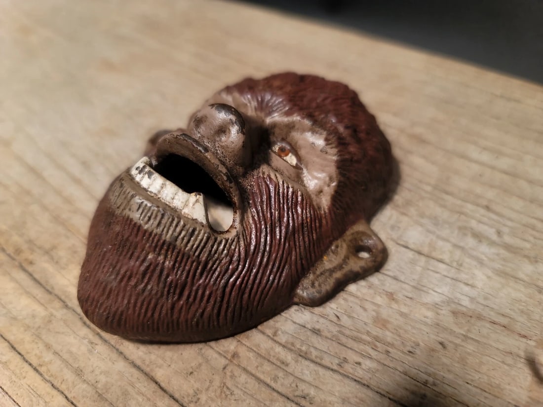 Cast Iron folk art Wolf Man Wall mount Bottle Opener - 16